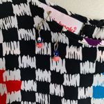 Vintage | Bobbie Brooks Rainbow Checkerboard Print Short Sleeve Blouse Top S Black Photo 3