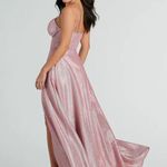 Windsor Skyla pink Glitter Corset Formal ball gown dress with slit size medium Photo 1