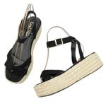 Lulus Cobi Black Faux Suede Espadrille Platform Sandals Size 8.5 Flatform Shoes Photo 2