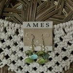 NWT Ames Green Blue Leaf Earrings Dangly White Neutral Bohemian Classic Chic Photo 7
