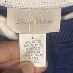 Studio Works Women’s Cardigan Large Blue Embroidered Deer Woodland Button Front Photo 3