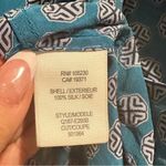 Equipment  BLUE-GREEN PRINT BUTTON DOWN LONG SLEEVE ESSENTIAL SILK BLOUSE SHIRT Photo 5