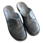 Clarks Artisan Mules Black Leather Wedge Slip On Comfort Shoes Women's Size 7.5 Photo 0