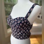 Band of Gypsies  Navy Blue Red Floral Bustier Cropped Tank Top Size Small Photo 2