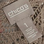 Chico's Chico’s • Taupe Brown Open Knit Woven Short Sleeve Pullover Photo 4
