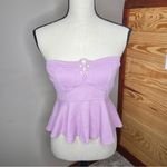 Free People Lavender Purple Strapless Peplum Lace Up Smocked Crop Top Medium Photo 1