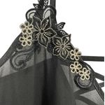 Linea Donatella NWT Black Floral Embroidered Lace Trim Midi Slip Dress Sz Large Photo 8