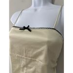 COMMENSE Cream Satin Cami Top Black Trim Open Tie Back Cropped Size M Size M Photo 4