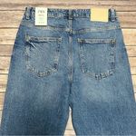 ZARA Medium Wash High Rise Ankle Length Slim Leg Mom Jeans Minor Fraying NWT 10 Photo 4