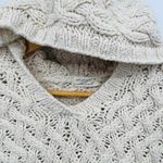Kenji Natural Anthropologie Sweater Womens Medium Ivory Chunky Knit Pocket Hood White Photo 7