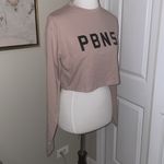 Alphalete Long Sleeve Light Tan / Mauve Colored Workout Crop Top Photo 5