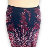 Vintage 90s Skirt Asymmetrical Burgundy Navy Blue Semi Sheer Boho Paisley Print Red Size M Photo 4