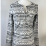 Columbia Fair Isle Long Sleeve 1/4 button Thermal TShirt Gray Western Womens M Photo 0