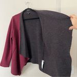 Eileen Fisher  Burgundy Structured Moto Long Jacket Cardigan Medium Merino Wool Photo 7