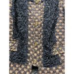 Saint Gil Blazer Jacket Women S Semi Sheer Faux Fur Woven Crochet Lace Ruffle‎ Black Photo 3