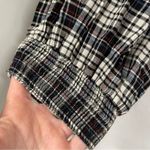 ZARA  Black White & Red Plaid Balloon Sleeve Tie Back Long Sleeve Blouse Womens M Photo 1