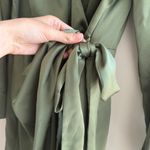 Mango MNG Green Silky Long Sleeve Shirt Wrap Dress, Size 8 Photo 4