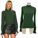 Nation Ltd Violet Prim And Proper Top Tee Blouse Pima Cotton Green Size XS Photo 1