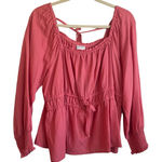 Art Class Ava & Viv Women Top 2X Coral Smock Square Neck Back Tie Adjustable Peplum Waist Photo 0