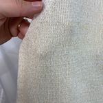 Loft women's cream gold metallic thick knit v-neck sweater tank top stretch S Photo 2