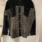 ZARA  Black and Multicolor Plaid Jean Jacket Photo 4