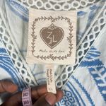 Z&L EUROPE Tassel Tie Armhole Lace Trimmed Tiered Mini Dress Tucan Print XL blue White Photo 3