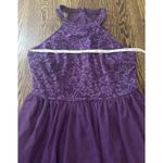 Zapaka Purple Halter Lace Floral Mini Dress Lined Zipper Size XL Party Formal‎ Photo 3