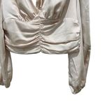 Endless Rose  Black Tie Satin Ruched Blouse Cream Women’s Size Large Photo 7