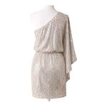 Hailey & Co. Silver Sequin One-Shoulder Cocktail Dress | Small Photo 2