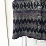 Lauren Ralph Lauren Purple Grey Fair Isle Lambswool Button Sweater Vest Large Photo 3