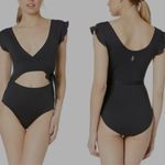 Free People Movement Streamline Bodysuit Black Wrap Small Photo 1