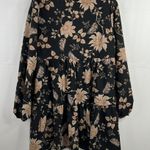 Sanctuary  Sz S Flora Babydoll Dress Short V-Neck Long Sleeve Black Floral Tiered Photo 7