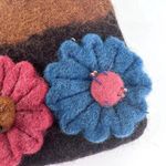 Rising Tide Wool Floral Made Nepal Coin Change Purse Boho Bohemian artsy Brown Photo 1