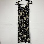 Vintage Black Cream Floral Midi Dress Womens 4 Sleeveless Casual Spring Boho Photo 4