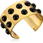 Trina Turk ππ Resin Neo Goth Cab Set Cuff Bracelet Gold Brass Stones NWT Photo 0