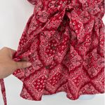 LIFE Bandana Babydoll Womens Top Sz M Red Festival Paisley Retro Americana Size M Photo 3