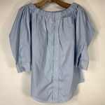 Reworked Off Shoulder Blue Checked Cotton S/M Photo 2