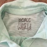 Peace Love World  Collared Gauze Top Mint Green Photo 7