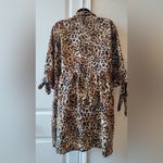 Roommates Shirt Womens 2X Plus Leopard Print Button Up Cotton Woven Long Sleeve Tan Photo 5