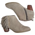 Vionic EUC  Leather Faros Fringed Ankle Boots Greige Size 8 Photo 0