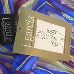 Vintage NWT Jerry Garcia J. Garcia Blue Yellow Purple Women’s‎ Scarf 100% Silk Photo 1