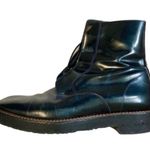 Maison Martin Margiela Blue Leather Combat Biker Boots Patent Brushed Marbled 7 Photo 6