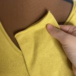 CAbi v-neck braided trim roll edge rib hem cotton angora sweater in citron sz S Photo 8