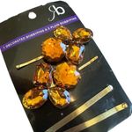 Siman Trio Decoratvie Bobby Pins Rhinestone Amber Color Gold New NIP Photo 3