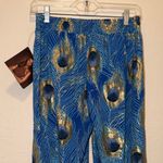 NEW Vintage Deadstock Peacock Feather Print Pants new with tags Blue Photo 4