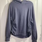 Aerie Side Ruched Hoodie Sweatshirt Gray Large Drawstring Comfy Pullover Photo 0