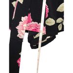 Lila Rose Lily Rose Black and Pink Floral Romper Belted Long Bell Sleeve Medium V Neck‎ Photo 2