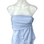 ZARA  Blue Sleeveless Strapless Pleated Button Front Poplin Tank Top Blouse XS Photo 0