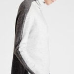 Athleta  Sweater Womens Small Cream Grey Transit Colorblock Merino Wool Blend Photo 0