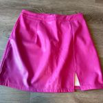 E ntro NWT Bright Pink Faux Leather Mini Skirt Women’s Slit Side Photo 1